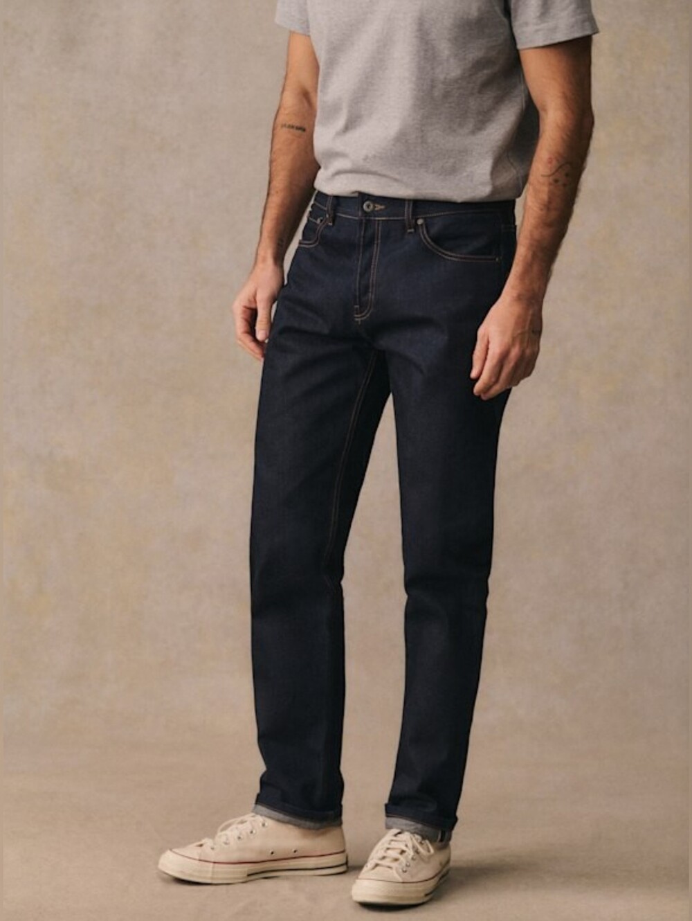 Octobre Size 29 Men’s Kurt Straight Jeans - In Raw Denim Dark Blue Contrast